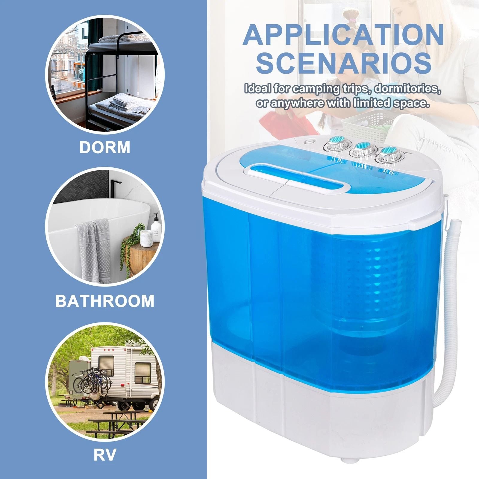 10lbs Mini Washing Machine  Compact Twin Tub Portable Washer  SpinDryer For Small Spaces 4