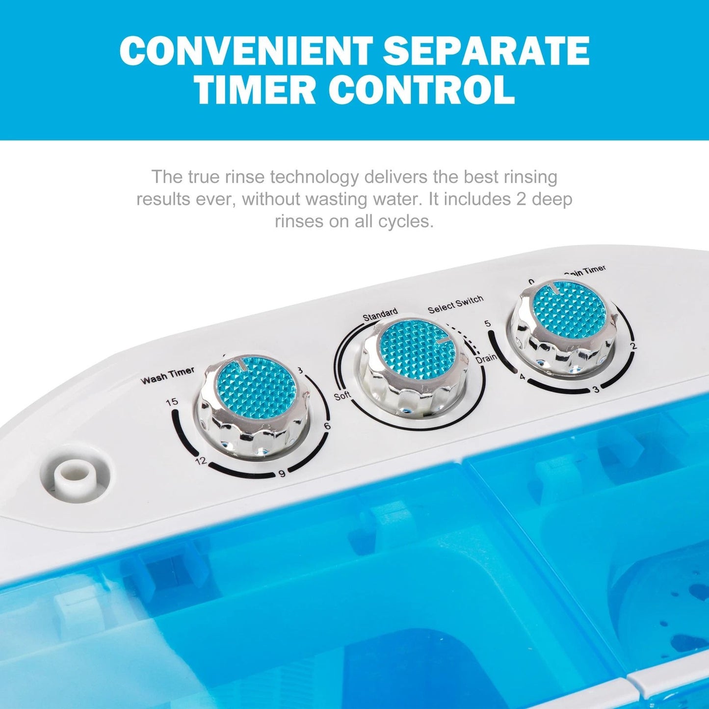 10lbs Mini Washing Machine  Compact Twin Tub Portable Washer  SpinDryer For Small Spaces 13