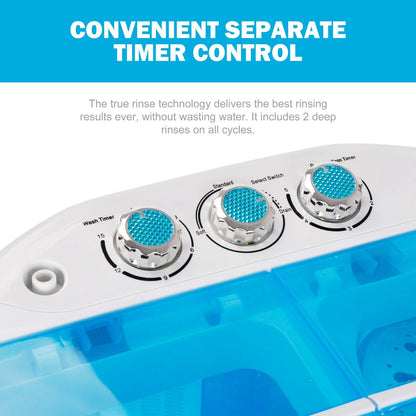 10lbs Mini Washing Machine  Compact Twin Tub Portable Washer  SpinDryer For Small Spaces 13