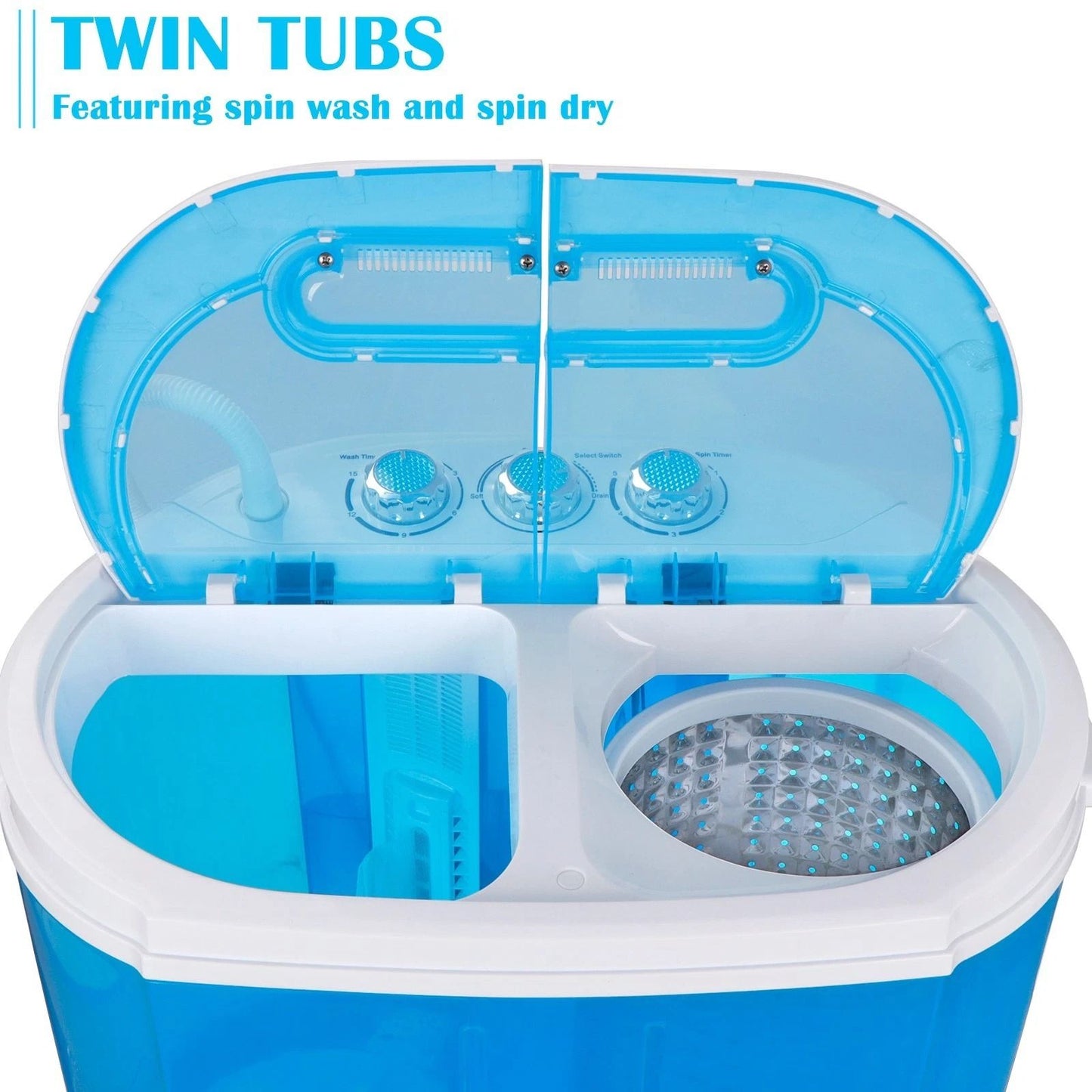 10lbs Mini Washing Machine  Compact Twin Tub Portable Washer  SpinDryer For Small Spaces 15
