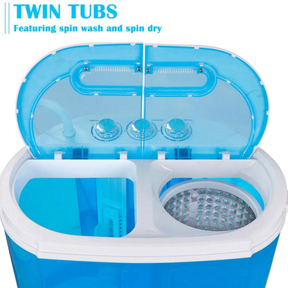 10lbs Mini Washing Machine  Compact Twin Tub Portable Washer  SpinDryer For Small Spaces 15