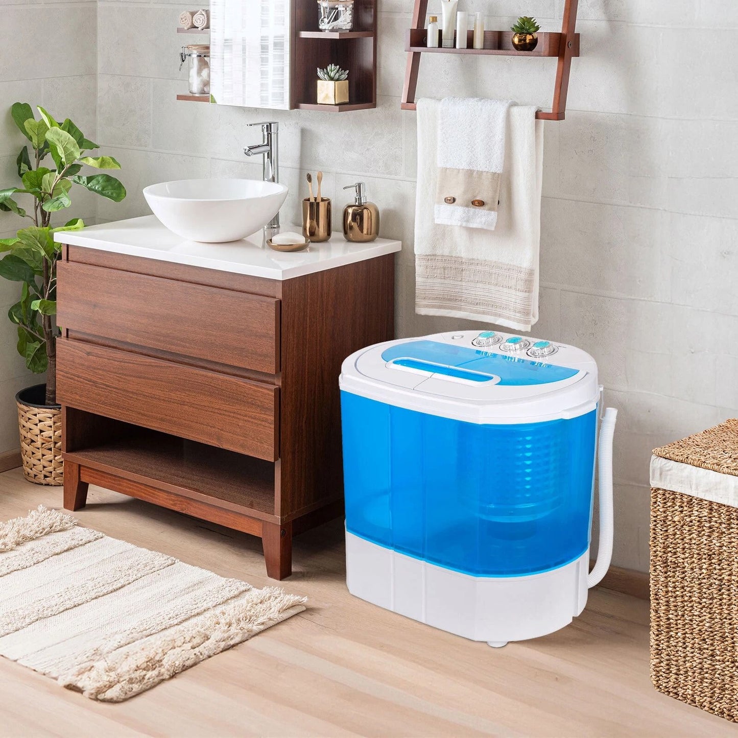 10lbs Mini Washing Machine  Compact Twin Tub Portable Washer  SpinDryer For Small Spaces 2