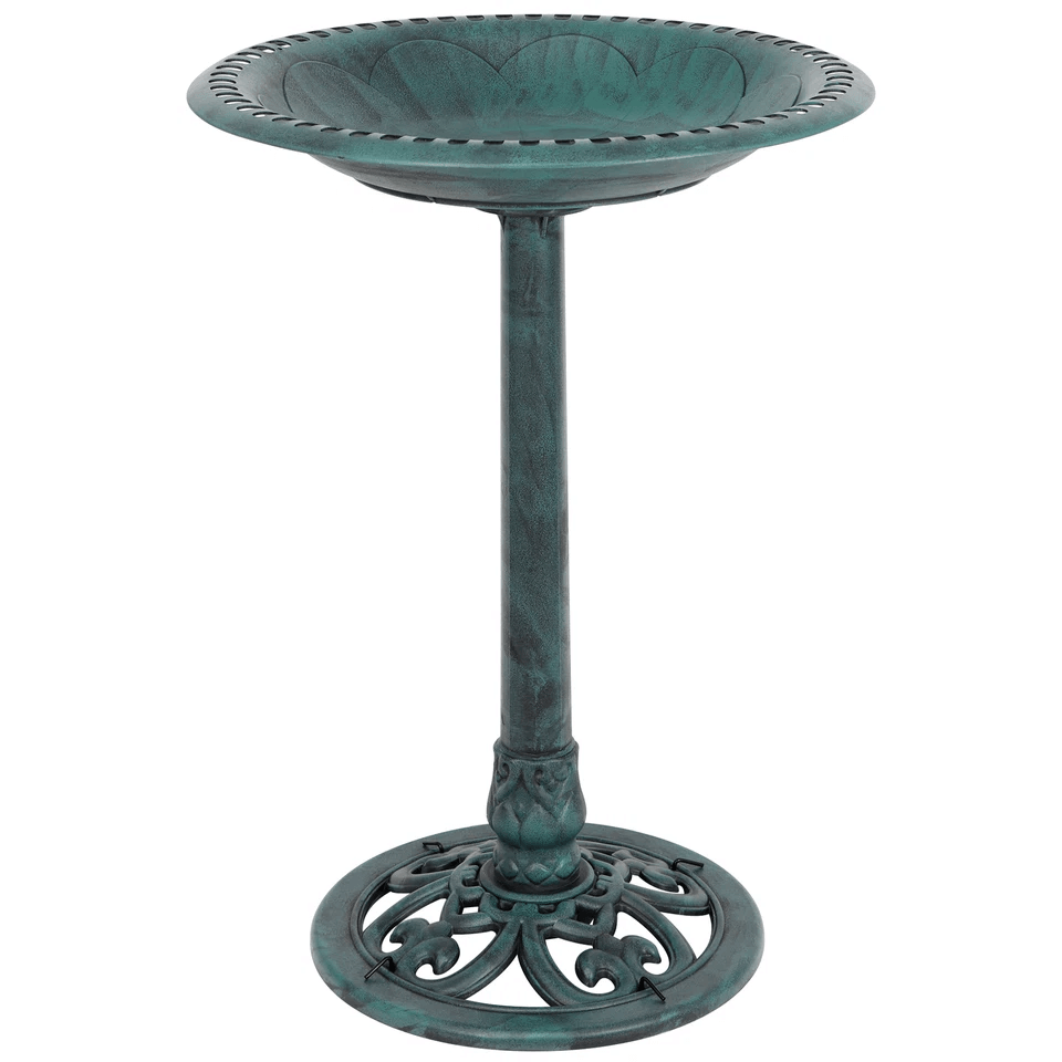 Luxury Bird Bath Garden Decorative Assembled Verdigris Bird Feeder Outdoor Patio Backyard Water Bow 10