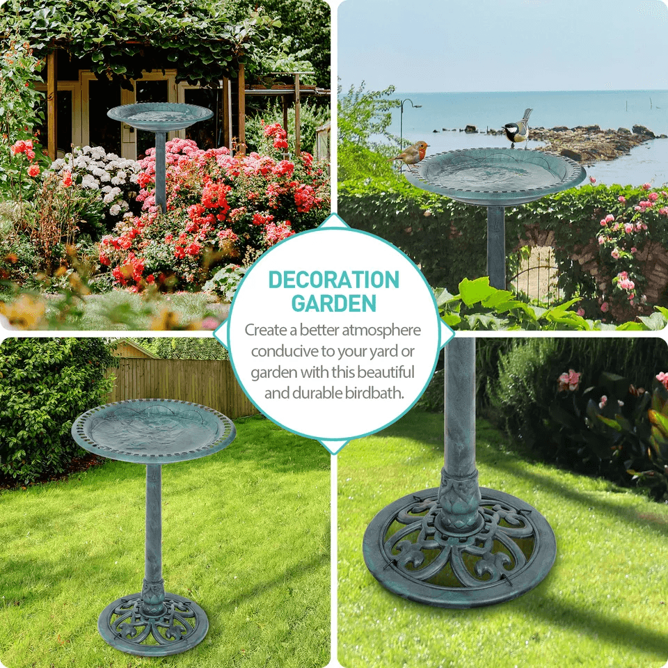 Luxury Bird Bath Garden Decorative Assembled Verdigris Bird Feeder Outdoor Patio Backyard Water Bow 4