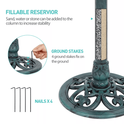 Luxury Bird Bath Garden Decorative Assembled Verdigris Bird Feeder Outdoor Patio Backyard Water Bow 6