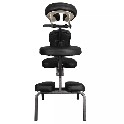 Portable Folding PU Leather Pad Massage Chair Travel Tattoo  Salon Spa Chair Black With Soft Face C 4