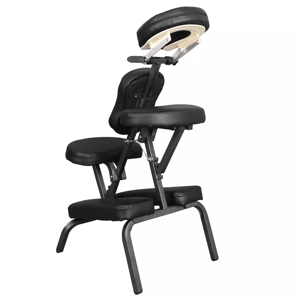 Portable Folding PU Leather Pad Massage Chair Travel Tattoo  Salon Spa Chair Black With Soft Face C 2
