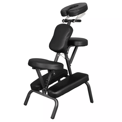 Portable Folding PU Leather Pad Massage Chair Travel Tattoo  Salon Spa Chair Black With Soft Face C 1