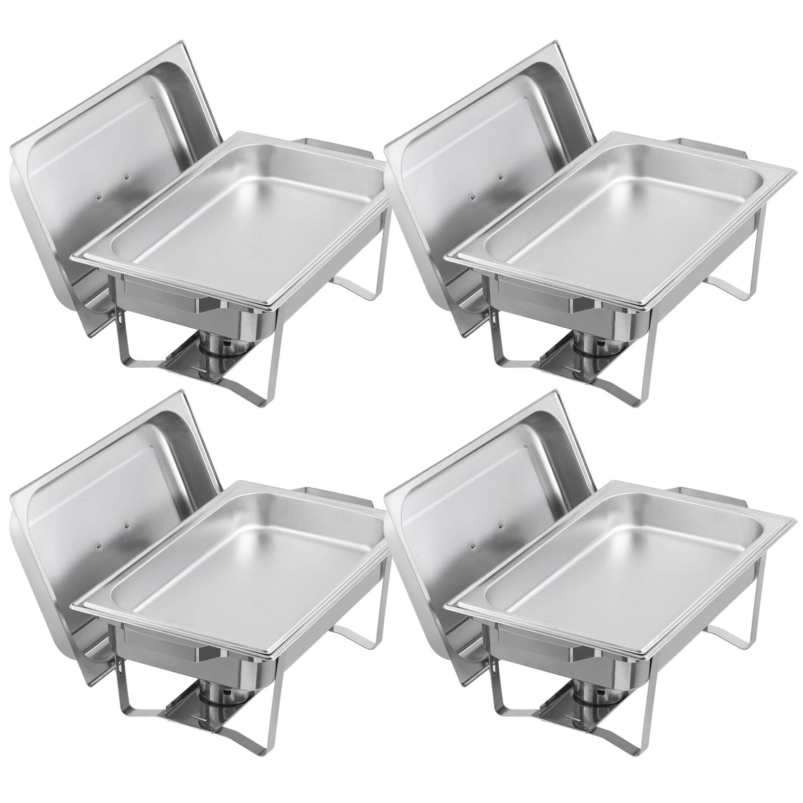 4 Pack 8 QT Stainless Steel Chafer Set  Catering Food Warmer Chafing Dishes For Buffets Parties  Ev 12