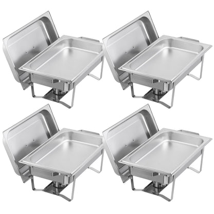 4 Pack 8 QT Stainless Steel Chafer Set  Catering Food Warmer Chafing Dishes For Buffets Parties  Ev 12
