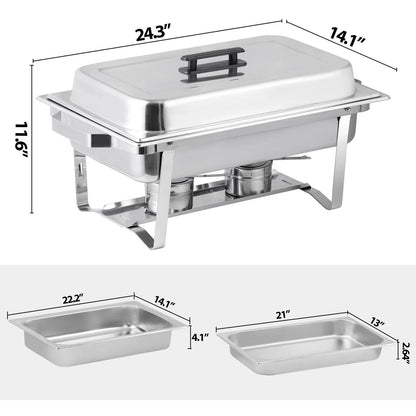 4 Pack 8 QT Stainless Steel Chafer Set  Catering Food Warmer Chafing Dishes For Buffets Parties  Ev 13
