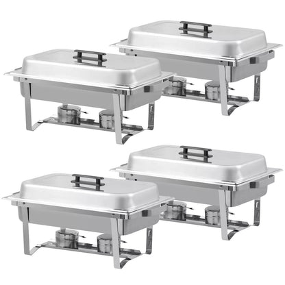 4 Pack 8 QT Stainless Steel Chafer Set  Catering Food Warmer Chafing Dishes For Buffets Parties  Ev 8