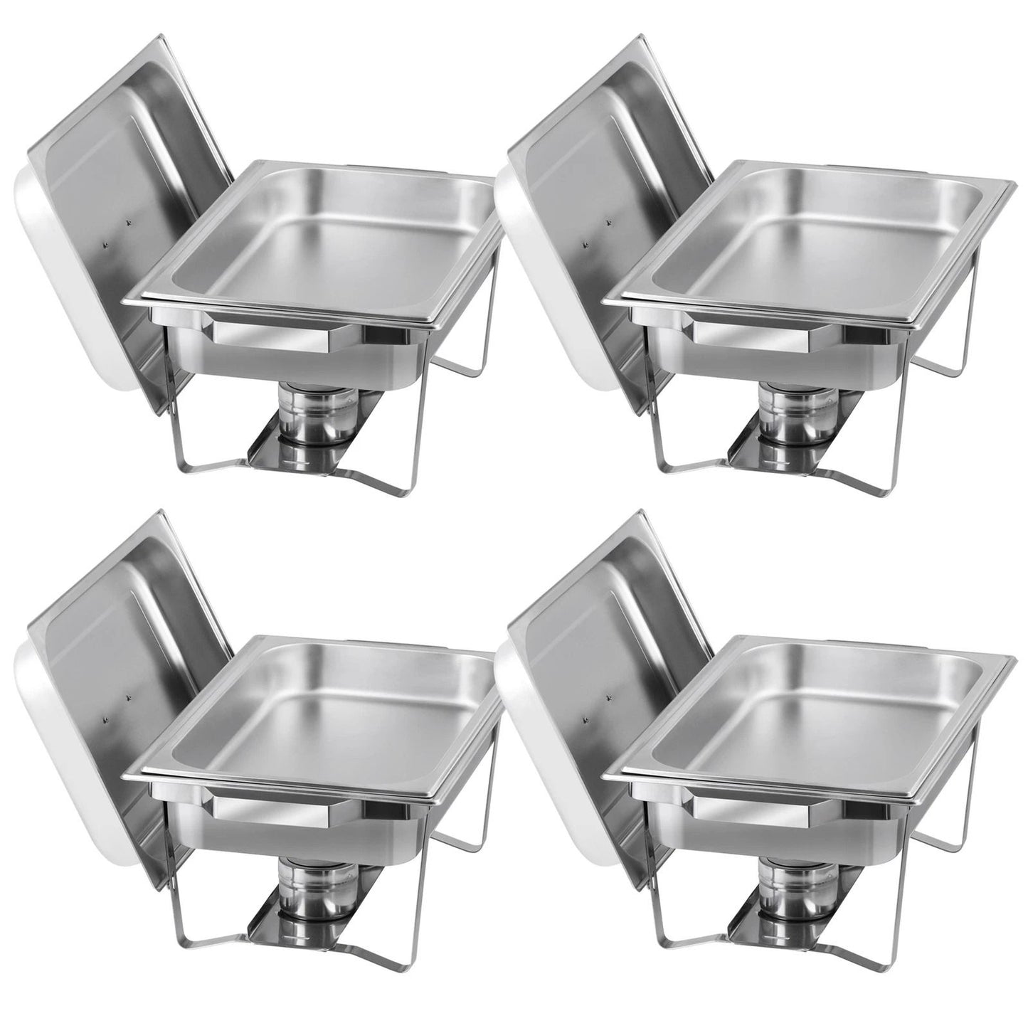 4 Pack 8 QT Stainless Steel Chafer Set  Catering Food Warmer Chafing Dishes For Buffets Parties  Ev 9