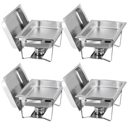 4 Pack 8 QT Stainless Steel Chafer Set  Catering Food Warmer Chafing Dishes For Buffets Parties  Ev 9