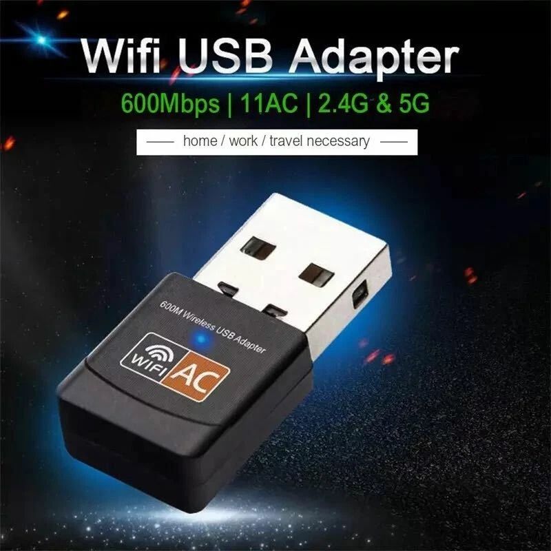 HighSpeed Wireless USB Ethernet Adapter 600Mbps PC WiFi AC Adapter Dual Band LAN 1