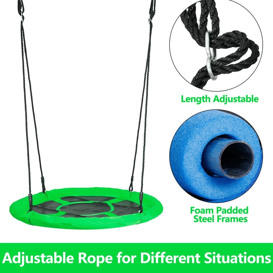 HeavyDuty Adjustable Round Saucer Tree Swing Set With Web Net Outdoor Playground Swing For Kids Bac 5
