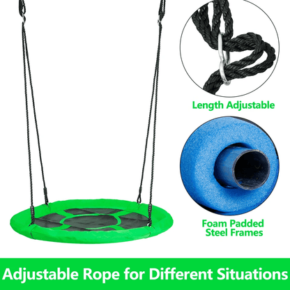 HeavyDuty Adjustable Round Saucer Tree Swing Set With Web Net Outdoor Playground Swing For Kids Bac 5