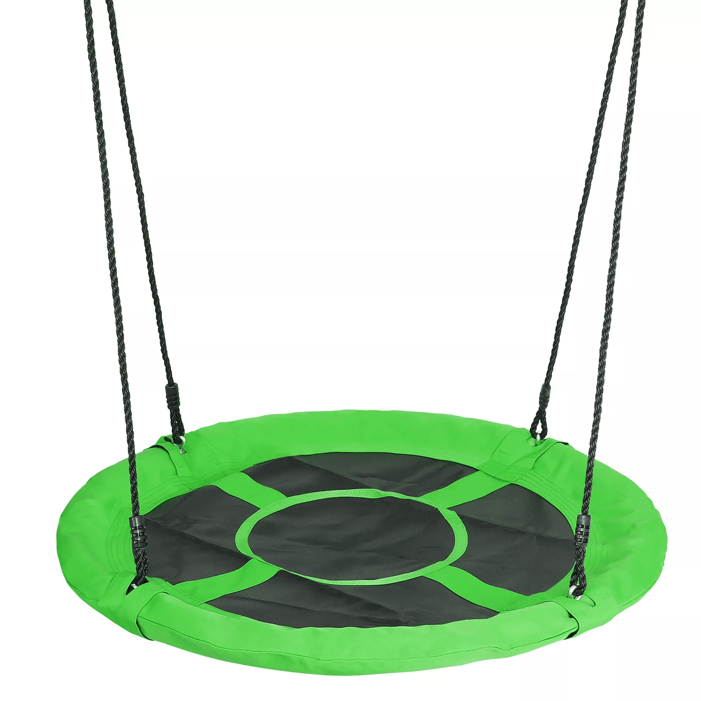 Heavy-Duty Adjustable Round Saucer Tree Swing Set with Web Net, Outdoor Playground Swing for Kids, Backyard, Garden