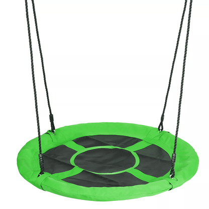 Heavy-Duty Adjustable Round Saucer Tree Swing Set with Web Net, Outdoor Playground Swing for Kids, Backyard, Garden