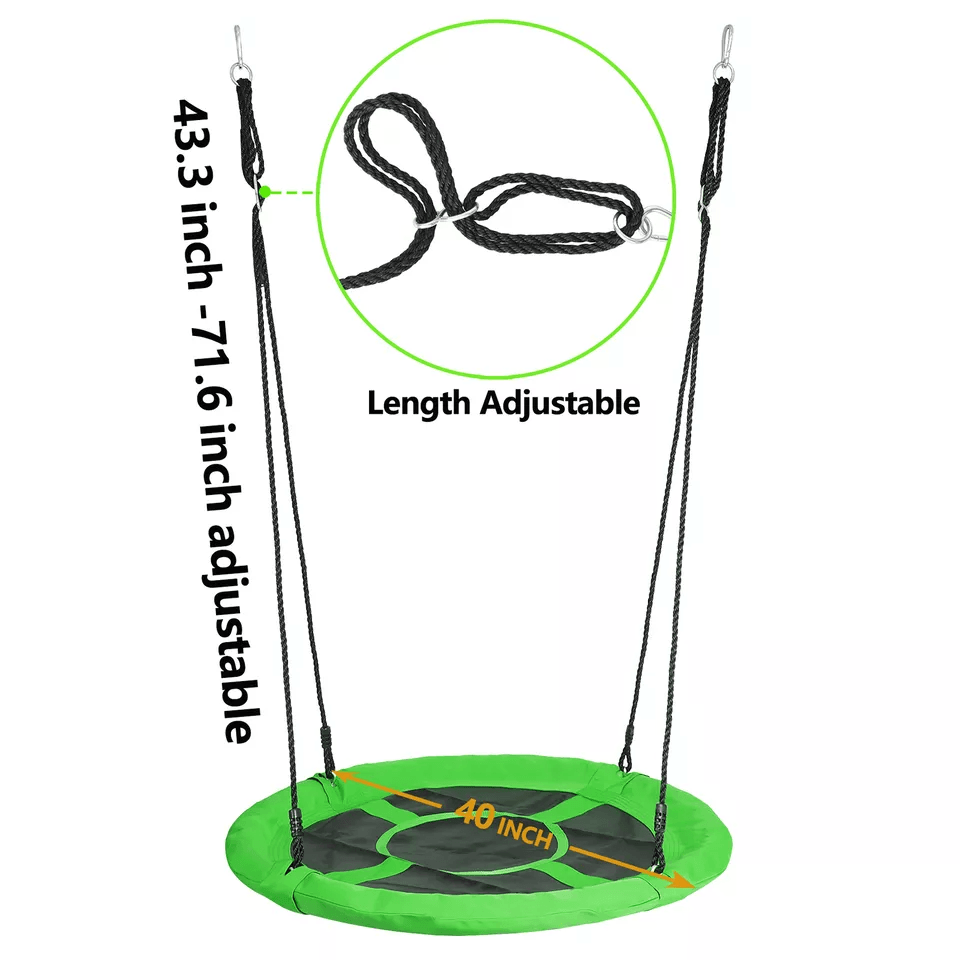 HeavyDuty Adjustable Round Saucer Tree Swing Set With Web Net Outdoor Playground Swing For Kids Bac 8