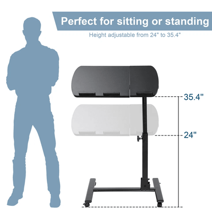 Adjustable Laptop Notebook Rolling Table Desk Stand Overbed Tiltable Tabletop With Casters 4
