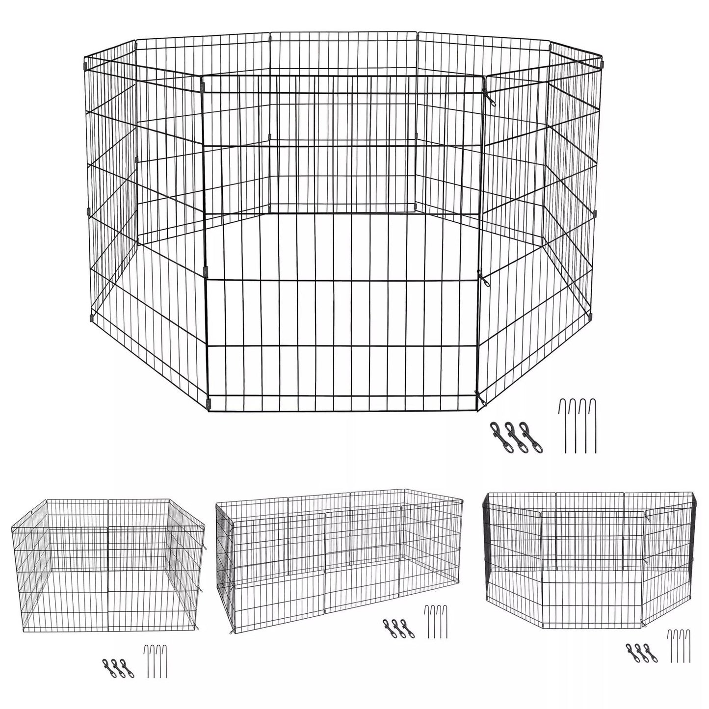 30 Heavy Duty Metal Dog Playpen  8Panel Expandable Pet Fence Exercise Kennel For Cats  Small Pets   6