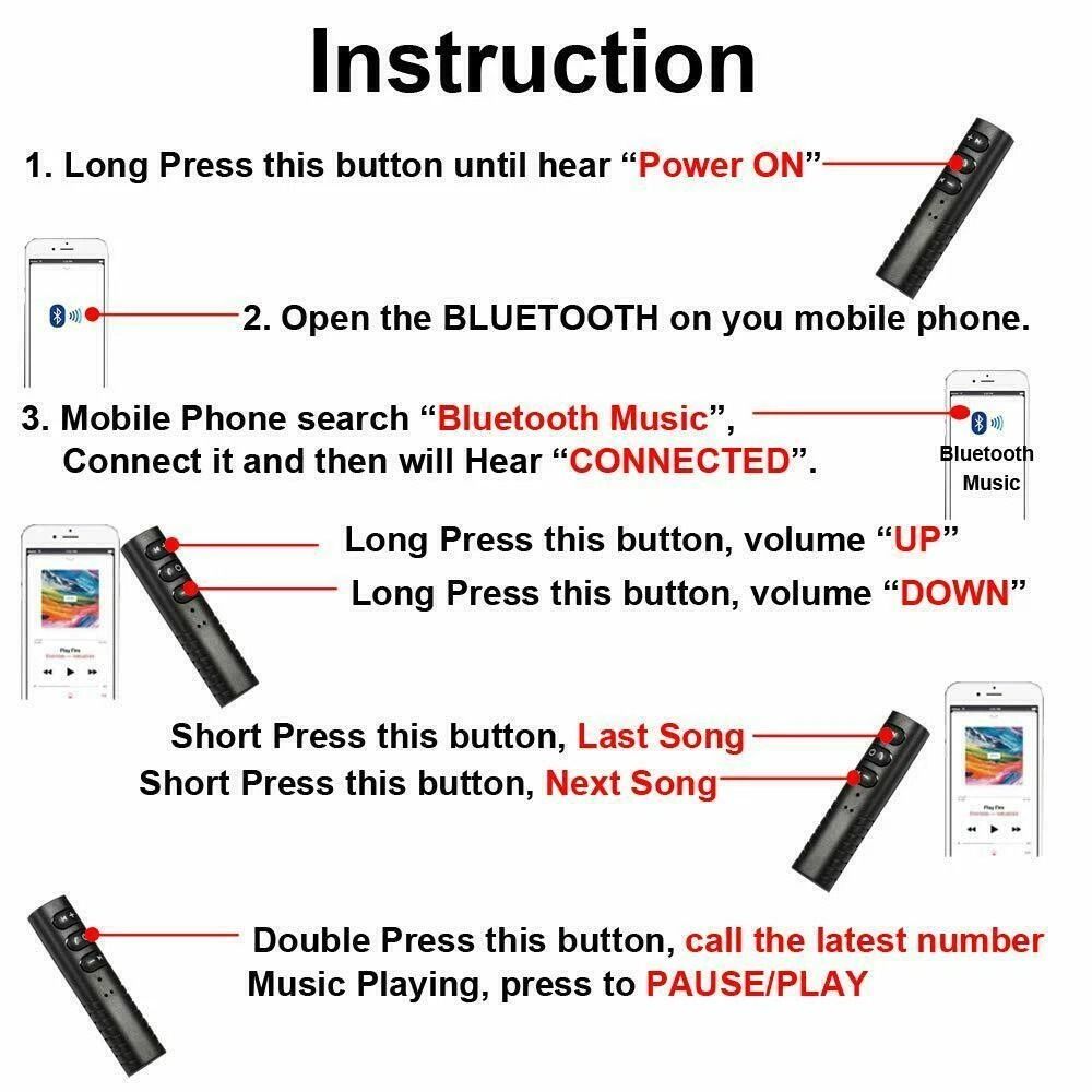 Wireless Bluetooth Car Adapter Mini Receiver For AUX Audio 35mm Speaker Adapter 6