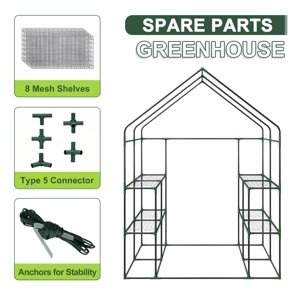 Walk In Garden Greenhouse With 8 Shelves Ideal For Plants Flowers  Green Plant Insulation In All Se 2