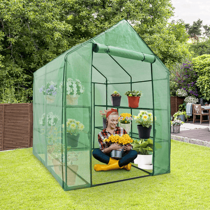 Walk In Garden Greenhouse with 8 Shelves, Ideal for Plants, Flowers & Green Plant Insulation in All Seasons