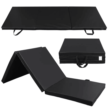 Non-Slip PU Leather Folding Gym Mat, Portable Exercise Mat for Gymnastics, Yoga, Pilates, Stretching, Tumbling & Workout