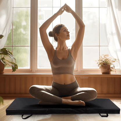 NonSlip PU Leather Folding Gym Mat Portable Exercise Mat For Gymnastics Yoga Pilates Stretching Tum 1