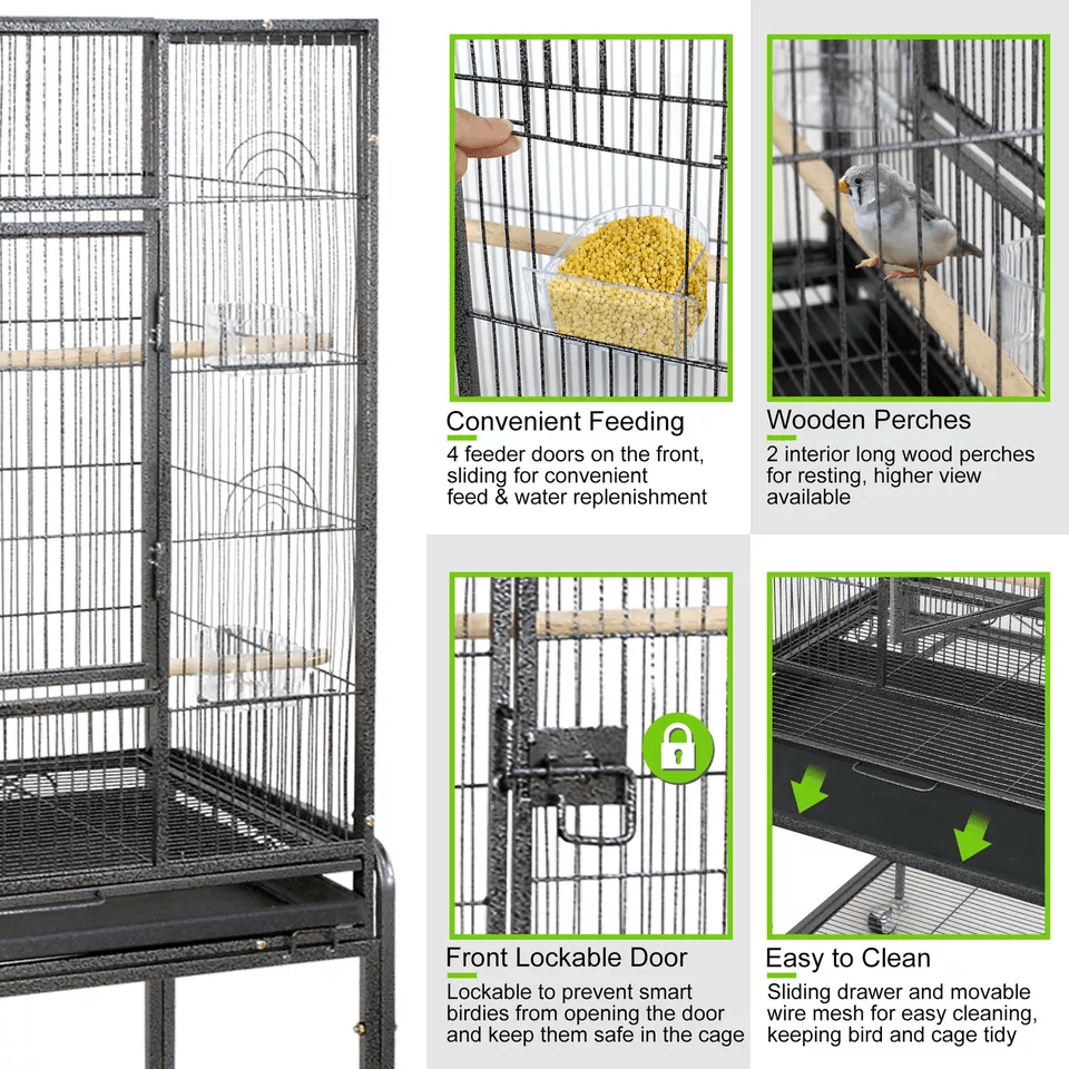 Large Bird Cage For Macaw Cockatoo Parrot  Finch Secure Locking Door Spacious Metal Aviary Durable  7
