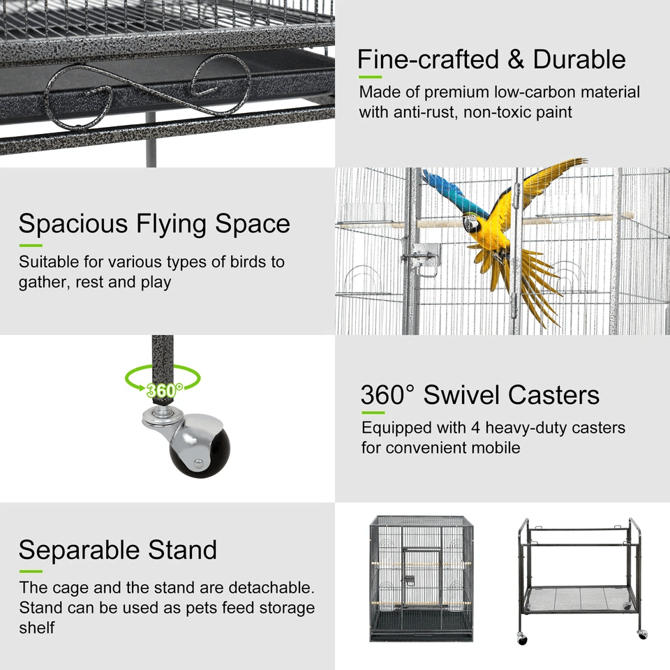 Large Bird Cage For Macaw Cockatoo Parrot  Finch Secure Locking Door Spacious Metal Aviary Durable  8