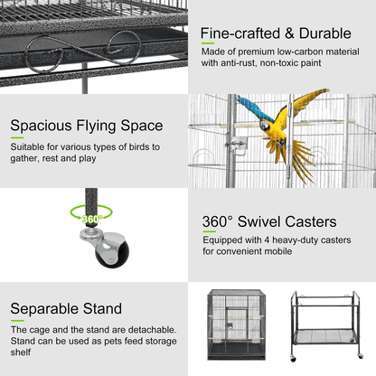 Large Bird Cage For Macaw Cockatoo Parrot  Finch Secure Locking Door Spacious Metal Aviary Durable  8