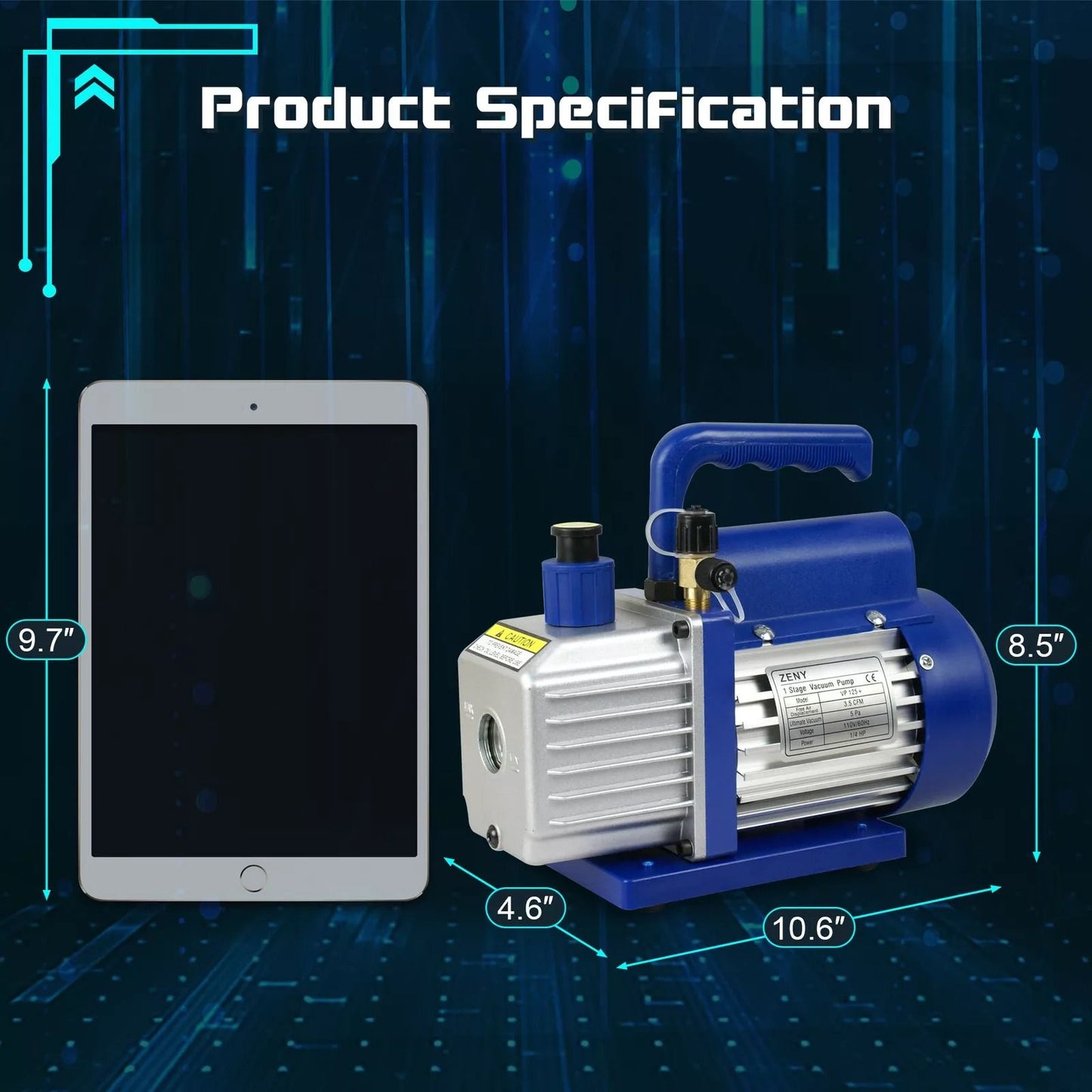 35CFM Rotary Vane Vacuum Pump 14HP Deep Vacuum Pump For HVAC Refrigerant Low Noise HighEfficiency A 10
