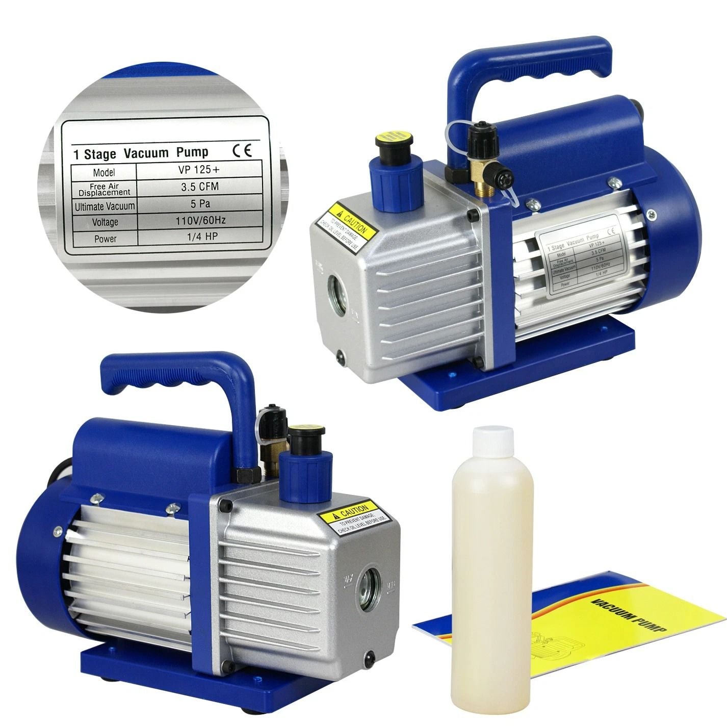 35CFM Rotary Vane Vacuum Pump 14HP Deep Vacuum Pump For HVAC Refrigerant Low Noise HighEfficiency A 5