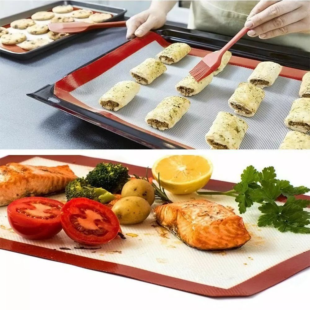Silicone Baking Mat Set Of 2 NonStick OvenSafe Cookie Sheets For Baking  Pastry 2