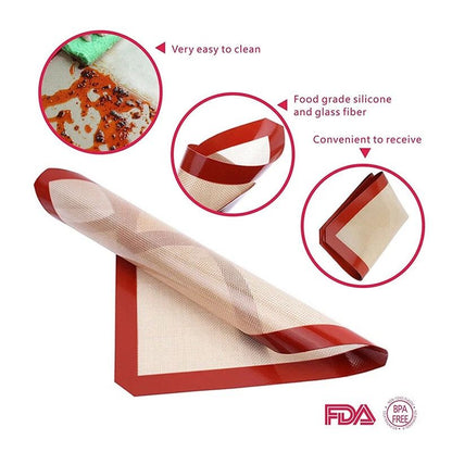 Silicone Baking Mat Set Of 2 NonStick OvenSafe Cookie Sheets For Baking  Pastry 3