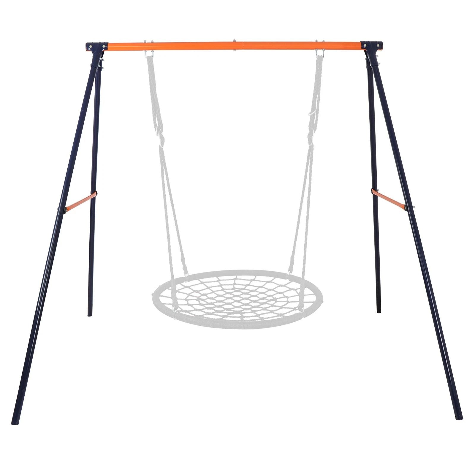 Metal A-Frame Swing Set Stand for Kids Heavy-Duty Backyard Play Frame with Fun Outdoor Swing Chair for Home, Garden