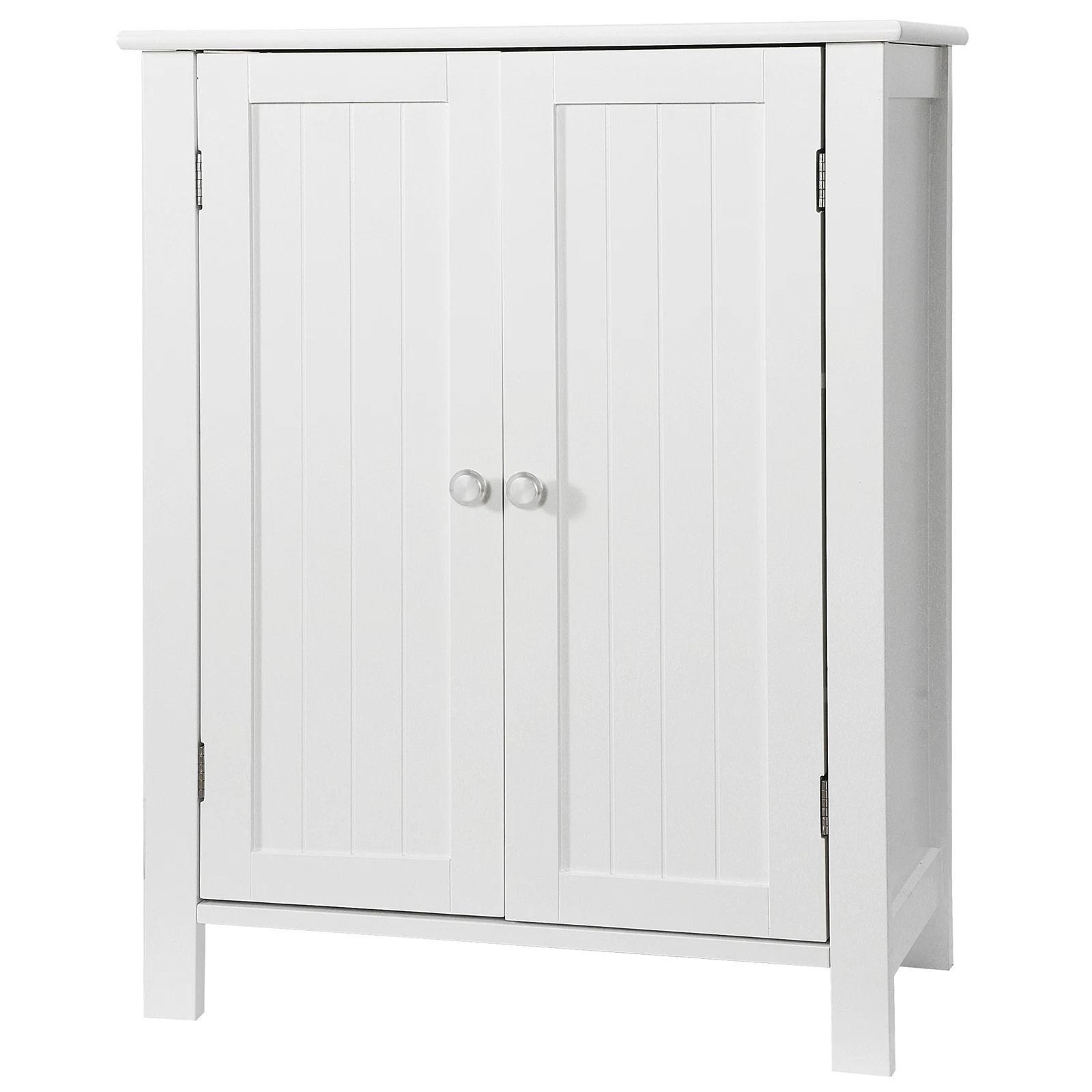 White Wooden Bathroom Floor Cabinet  3Shelf Storage Cupboard Free Standing Organizer For Bathroom E 4
