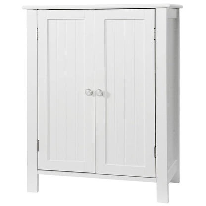 White Wooden Bathroom Floor Cabinet  3Shelf Storage Cupboard Free Standing Organizer For Bathroom E 4