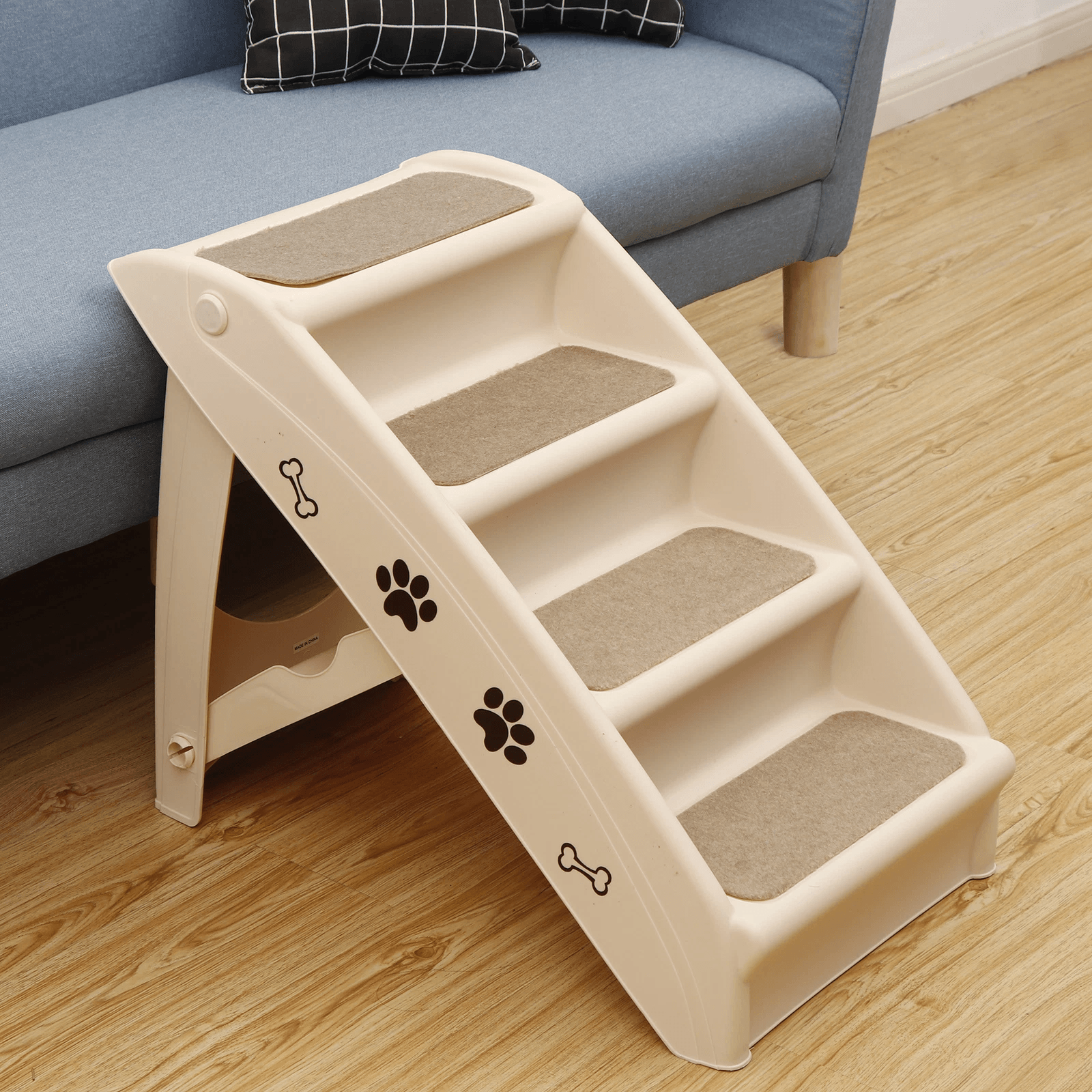 Light Weight Foldable Dog Stairs, Non-Slip Pet Ladder with Rubber Feet for Dogs, Portable Folding Pet Steps