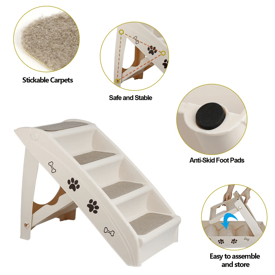 Light Weight Foldable Dog Stairs NonSlip Pet Ladder With Rubber Feet For Dogs Portable Folding Pet  2
