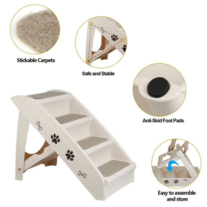 Light Weight Foldable Dog Stairs NonSlip Pet Ladder With Rubber Feet For Dogs Portable Folding Pet  2