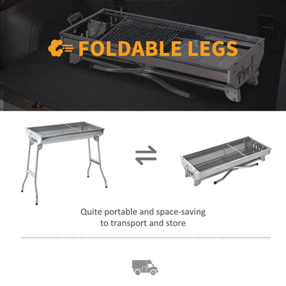Foldable Charcoal BBQ Grill Portable Stainless Steel Backyard Cooker For Camping  Parties 6