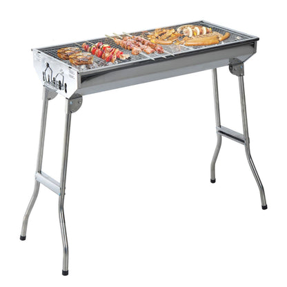 Foldable Charcoal BBQ Grill Portable Stainless Steel Backyard Cooker For Camping  Parties 4