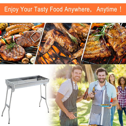 Foldable Charcoal BBQ Grill Portable Stainless Steel Backyard Cooker For Camping  Parties 3