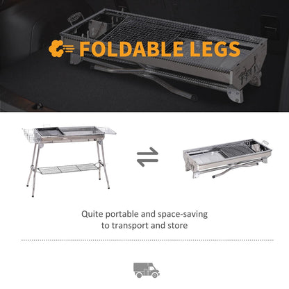 Outsunny Portable Folding Charcoal BBQ Grill Stainless Steel Camp  Picnic Cooker With Carrying Case 5