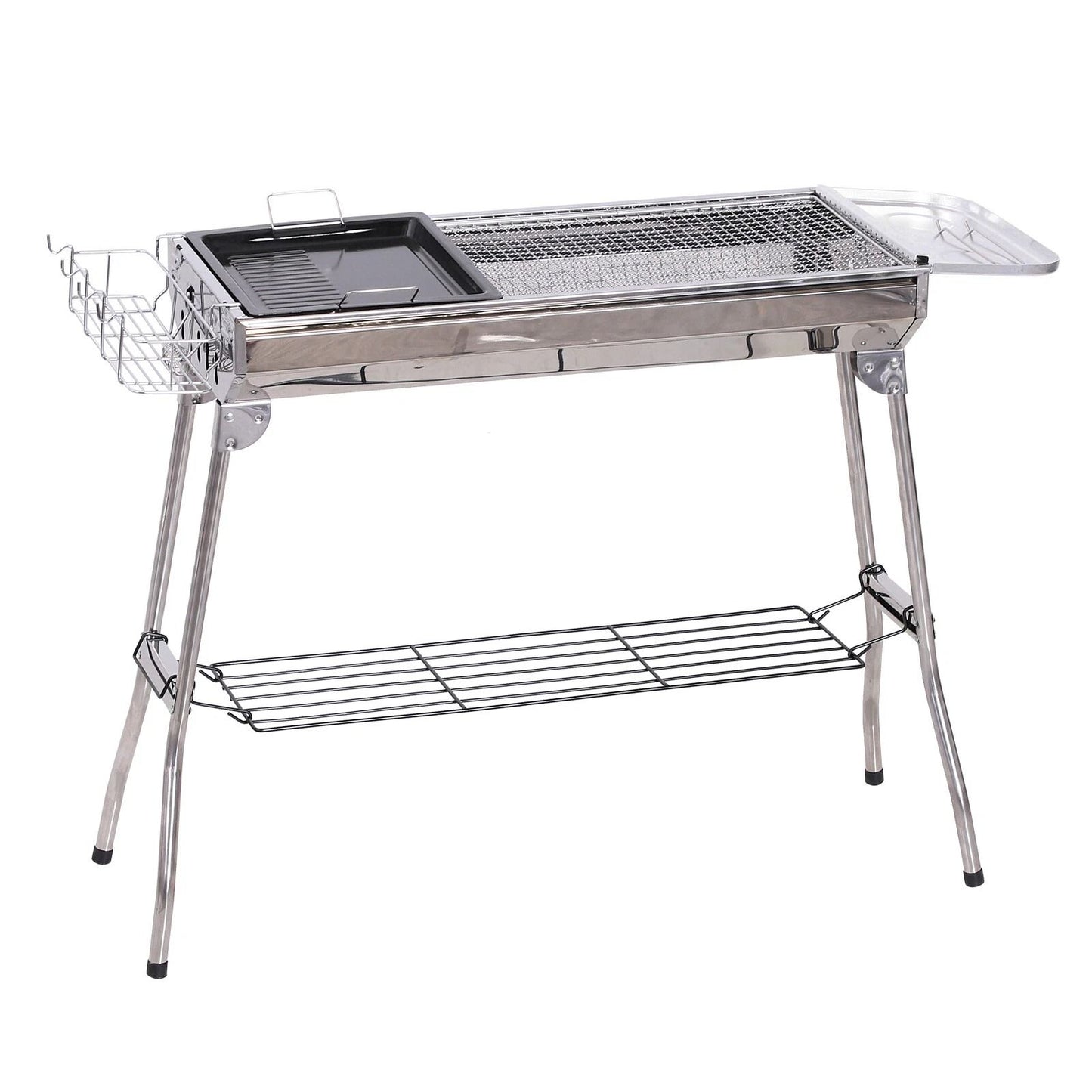 Outsunny Portable Folding Charcoal BBQ Grill Stainless Steel Camp  Picnic Cooker With Carrying Case 3