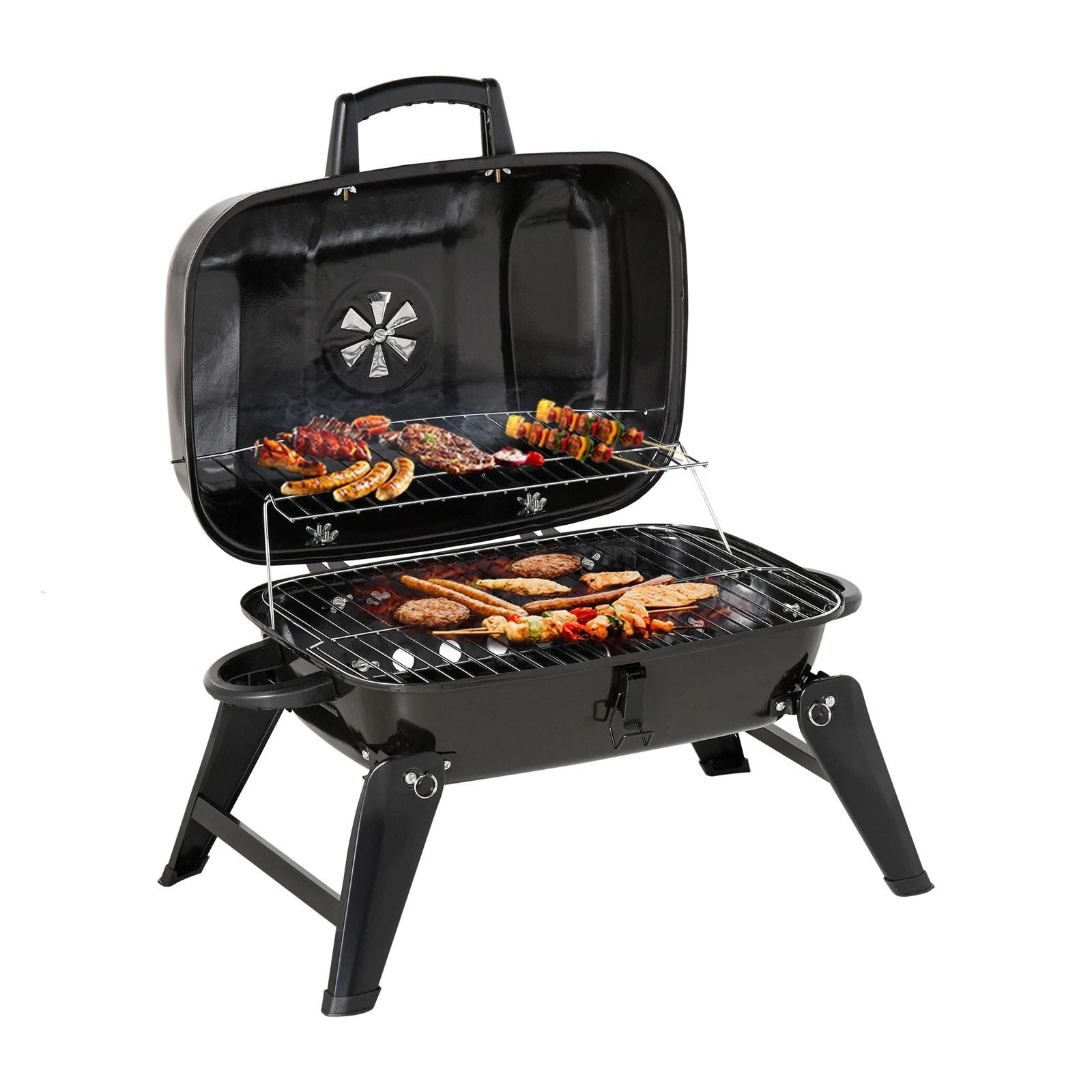 Portable Tabletop Charcoal Grill Compact BBQ With Air Vent For Camping Picnics  Outdoor Cooking 5
